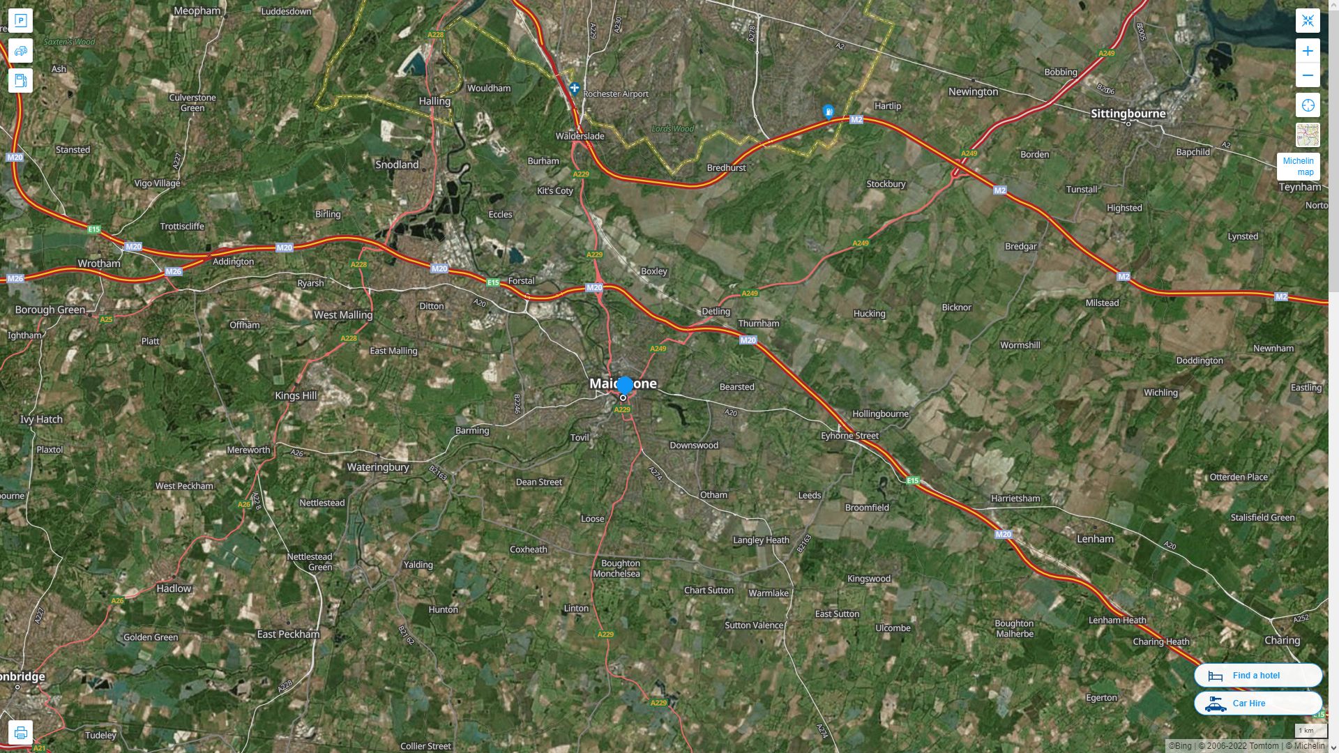 Maidstone Highway and Road Map with Satellite View